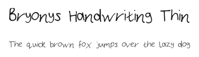 Bryonys Handwriting Thin by Bryony Simpson — Script Handwritten Font