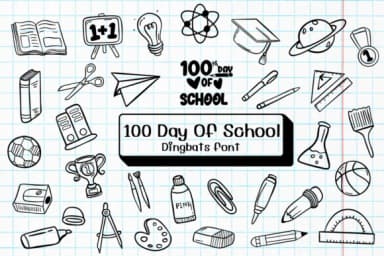 100 Day of School by Ketsarin — Dingbats Font — thumbnail 1