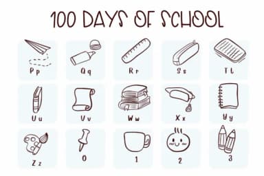 100 Days of School by Sirinart — Dingbats Font — thumbnail 3