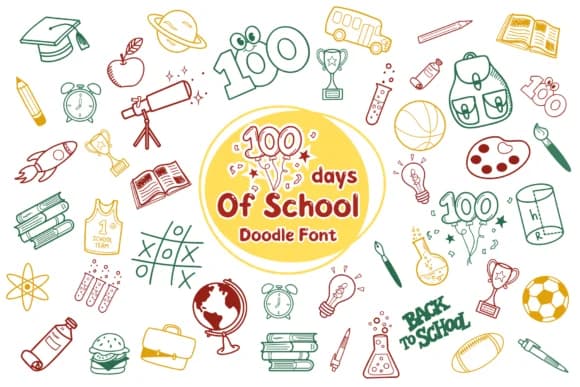 100 Days of School by Pui Art — Dingbats Font