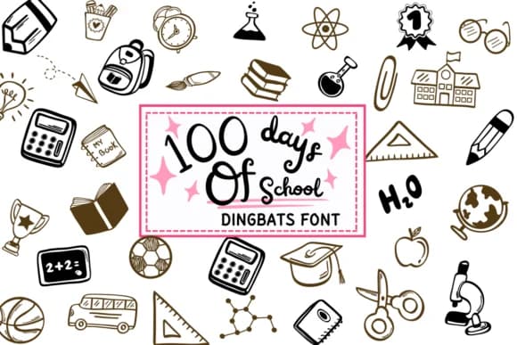 100 Days of School by PraewDesigns — Dingbats Font
