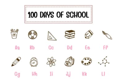 100 Days of School by PraewDesigns — Dingbats Font — thumbnail 2