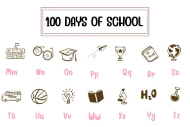 100 Days of School by PraewDesigns — Dingbats Font — thumbnail 3