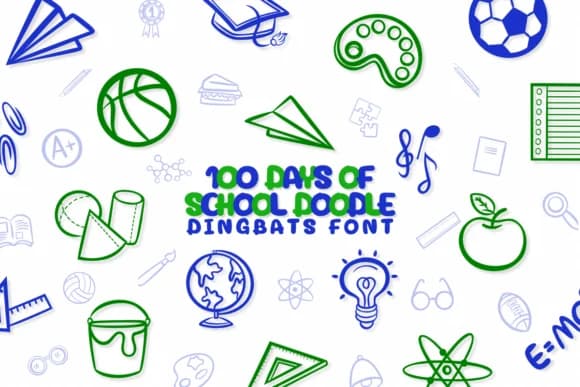 100 Days of School Doodle by Chonada — Dingbats Font
