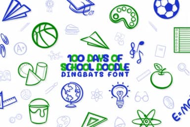 100 Days of School Doodle by Chonada — Dingbats Font — thumbnail 1