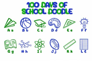 100 Days of School Doodle by Chonada — Dingbats Font — thumbnail 2