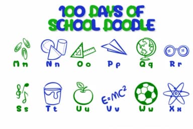 100 Days of School Doodle by Chonada — Dingbats Font — thumbnail 3