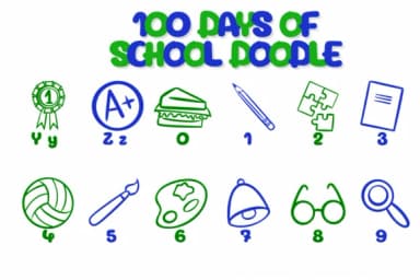 100 Days of School Doodle by Chonada — Dingbats Font — thumbnail 4