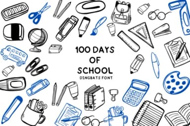 100 Days of School Doodle by Bee piyanuch — Dingbats Font — thumbnail 1