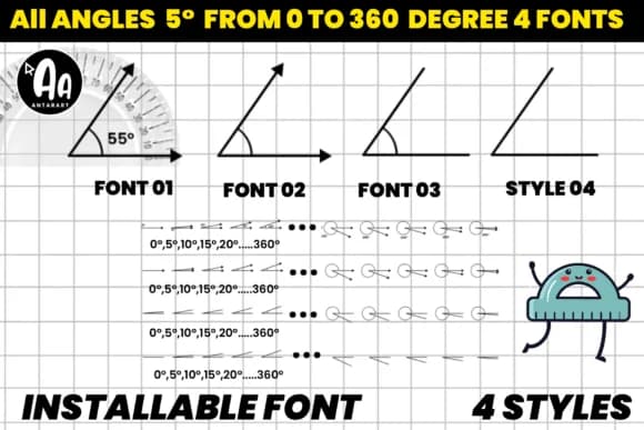 Abcd Ref Angles Degree by AntarArt — Dingbats Font