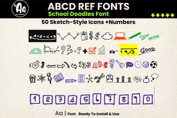 Abcd Ref School Icons by AntarArt — Dingbats Font
