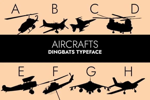 Aircrafts Silhouettes by Minimalistartstudio — Dingbats Font