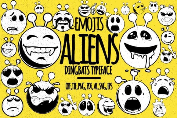 Aliens Emojis by Minimalistartstudio — Dingbats Font