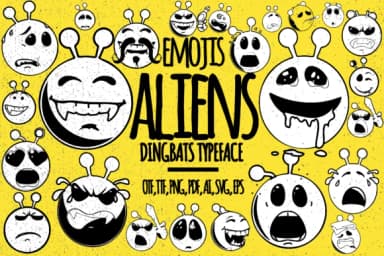 Aliens Emojis by Minimalistartstudio — Dingbats Font — thumbnail 1