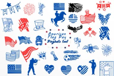 American Flag Day by Nongyao — Dingbats Font — thumbnail 1
