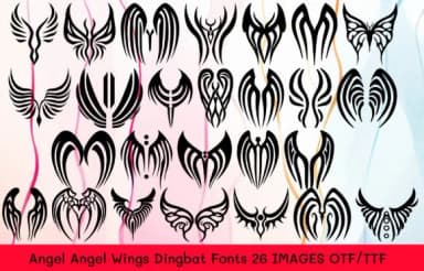 Angel Angel Wings by MOMAT THIRTYONE — Dingbats Font — thumbnail 1