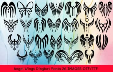 Angel Wings by MOMAT THIRTYONE — Dingbats Font — thumbnail 1