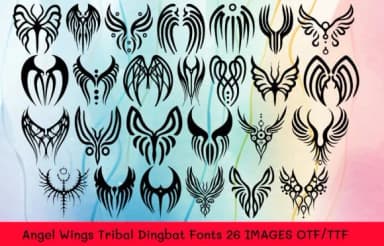 Angel Wings Tribal by MOMAT THIRTYONE — Dingbats Font — thumbnail 1
