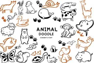 Animal Doodle by Bee piyanuch — Dingbats Font — thumbnail 1