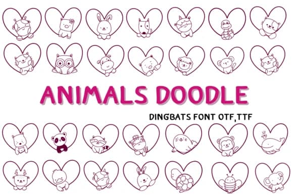 Animals Doodle by Nun Sukhwan — Dingbats Font