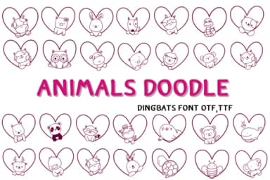 Animals Doodle by Nun Sukhwan — Dingbats Font — thumbnail 1