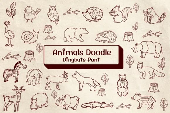 Animals Doodle by Ketsarin — Dingbats Font