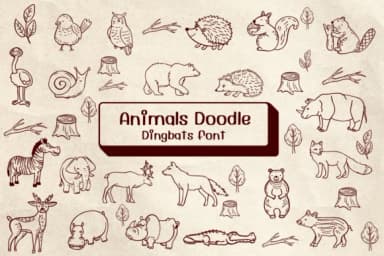Animals Doodle by Ketsarin — Dingbats Font — thumbnail 1