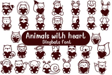 Animals with Heart by Nongyao — Dingbats Font — thumbnail 1