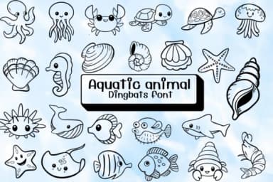 Aquatic Animal by Ketsarin — Dingbats Font — thumbnail 1