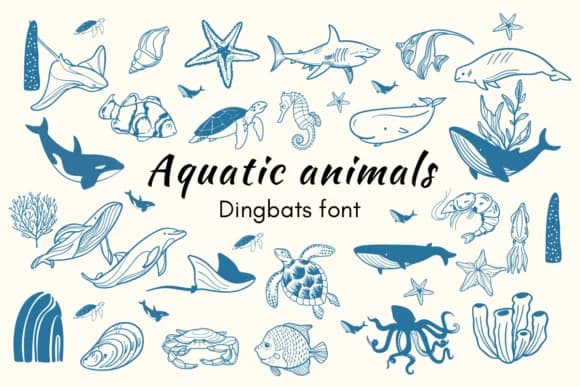 Aquatic Animals by Nun Sukhwan — Dingbats Font