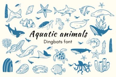 Aquatic Animals by Nun Sukhwan — Dingbats Font — thumbnail 1