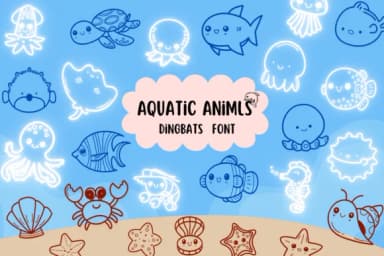 Aquatic Animls by Natchuta — Dingbats Font — thumbnail 1