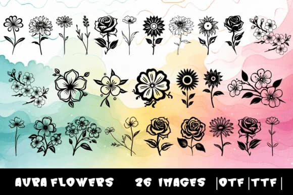 Aura Flowers by MOMAT THIRTYONE — Dingbats Font