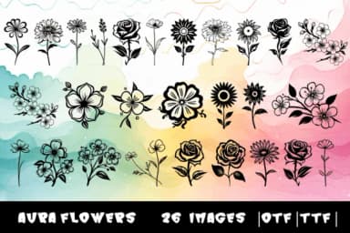 Aura Flowers by MOMAT THIRTYONE — Dingbats Font — thumbnail 1