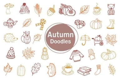 Autumn Doodles by Pui Art — Dingbats Font — thumbnail 1