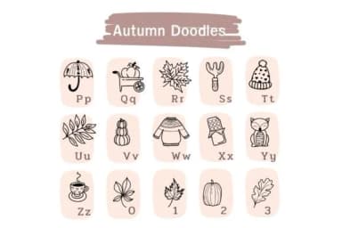 Autumn Doodles by Pui Art — Dingbats Font — thumbnail 3