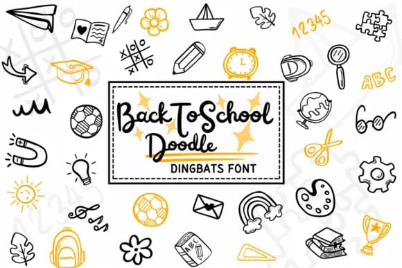 Back to School Doodle by BK Creative Designs — Dingbats Font