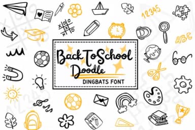 Back to School Doodle by BK Creative Designs — Dingbats Font — thumbnail 1