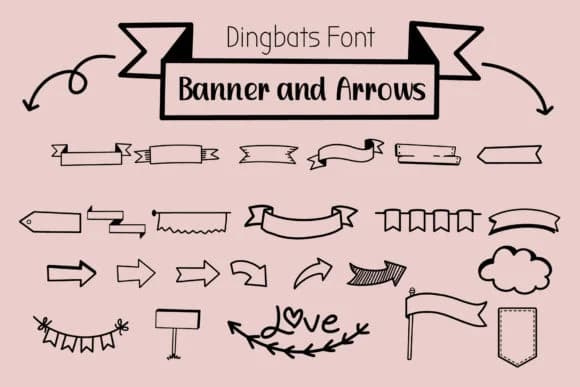 Banner and Arrows by Fox7 — Dingbats Font