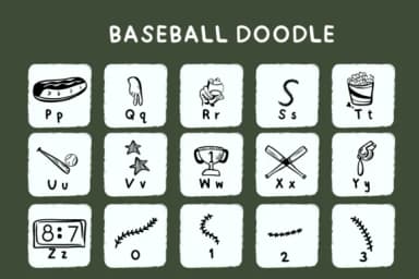 Baseball Doodle by Bee piyanuch — Dingbats Font — thumbnail 3