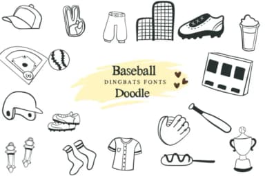 Baseball Doodle by Suphitchaya — Dingbats Font — thumbnail 1