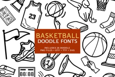 Basketball Doodle by digitalplannerland — Dingbats Font — thumbnail 1