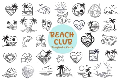 Beach Club Doodle by Pui Art — Dingbats Font — thumbnail 1