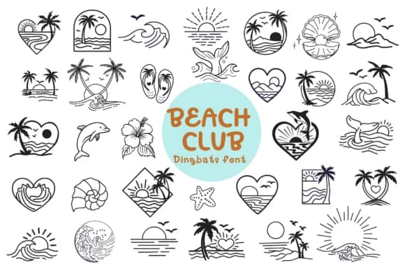 Beach Club Doodle by Pui Art — Dingbats Font