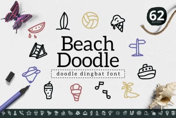 Beach Doodle by YandiDesigns — Dingbats Font