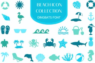 Beach Icon Collection by Heartcraft Atelier — Dingbats Font — thumbnail 1