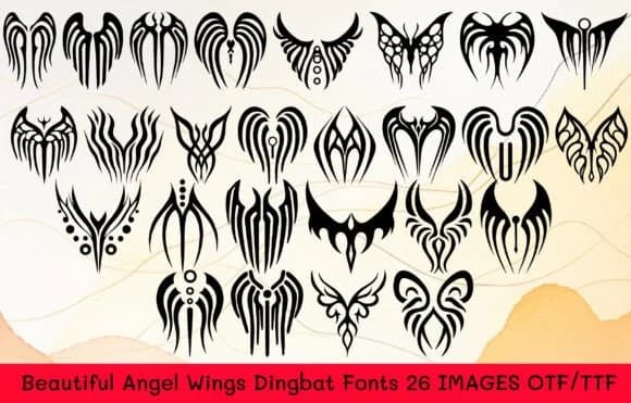 Beautiful Angel Wings by MOMAT THIRTYONE — Dingbats Font