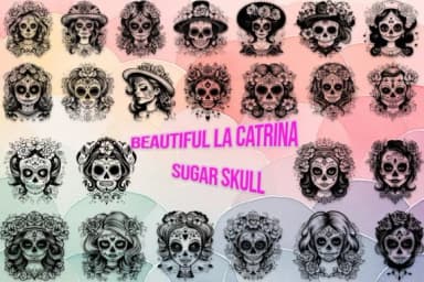 Beautiful La Catrina Sugar Skull by MOMAT THIRTYONE — Dingbats Font — thumbnail 1