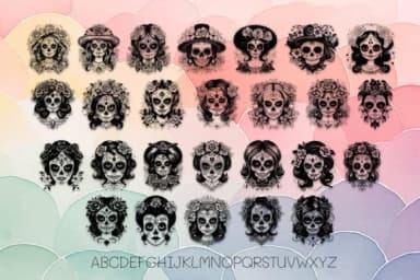 Beautiful La Catrina Sugar Skull by MOMAT THIRTYONE — Dingbats Font — thumbnail 2