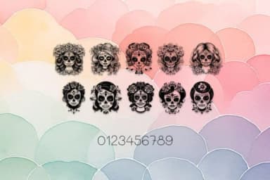 Beautiful La Catrina Sugar Skull by MOMAT THIRTYONE — Dingbats Font — thumbnail 4